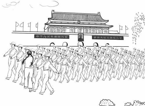 七十周年大阅兵巨幅画像，壮丽画卷，时代印记，七十周年大阅兵壮丽画卷，时代印记的巨幅画像