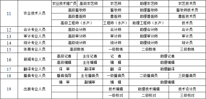 政府职称级别一览表,政府职称级别概览